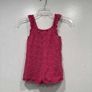 Zara Girls Floral Crochet Romper Size 4 5 Pink Boho Cottagecore READ